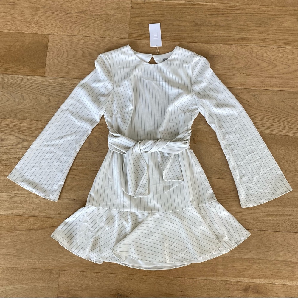 Finders Keepers Flamenco Long Sleeve Dress in Ivory Stripe